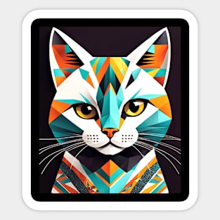 Geometric Cat, Graphic Design With Animals Sticker